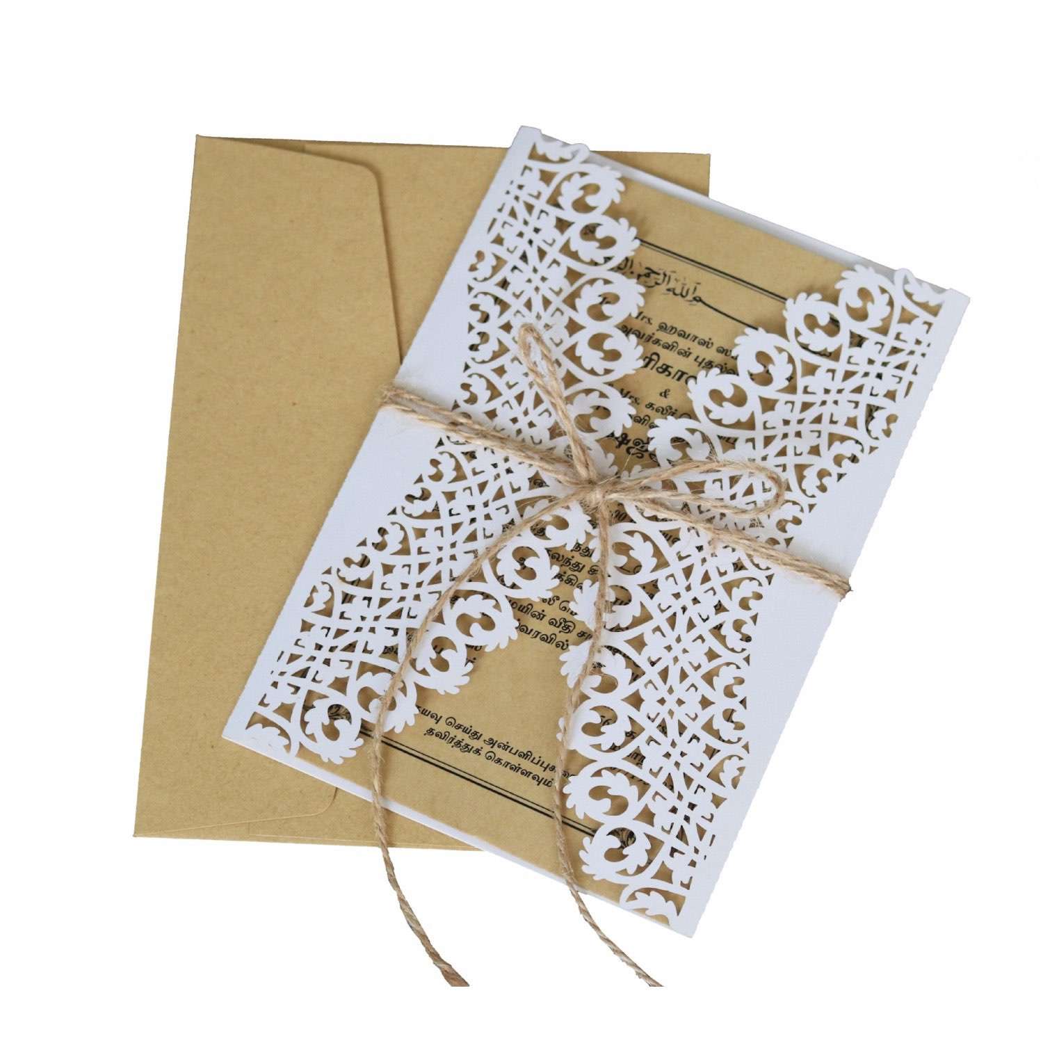 Vellum Invitation Card Laser Cut Paper White Lace Card
